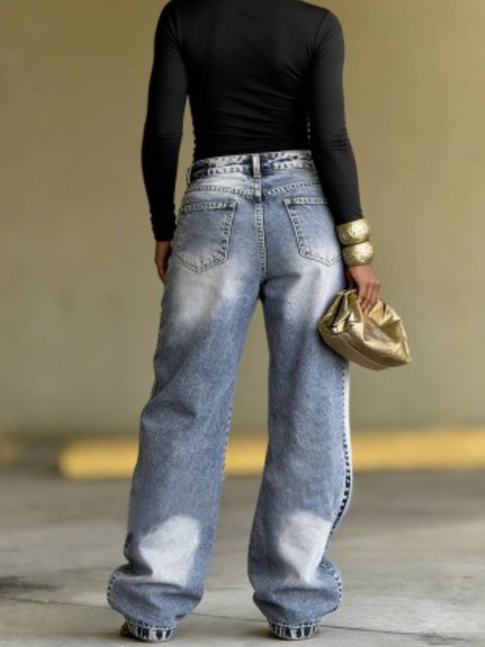 Layered Straight Leg Jeans - Picture 6 of 8